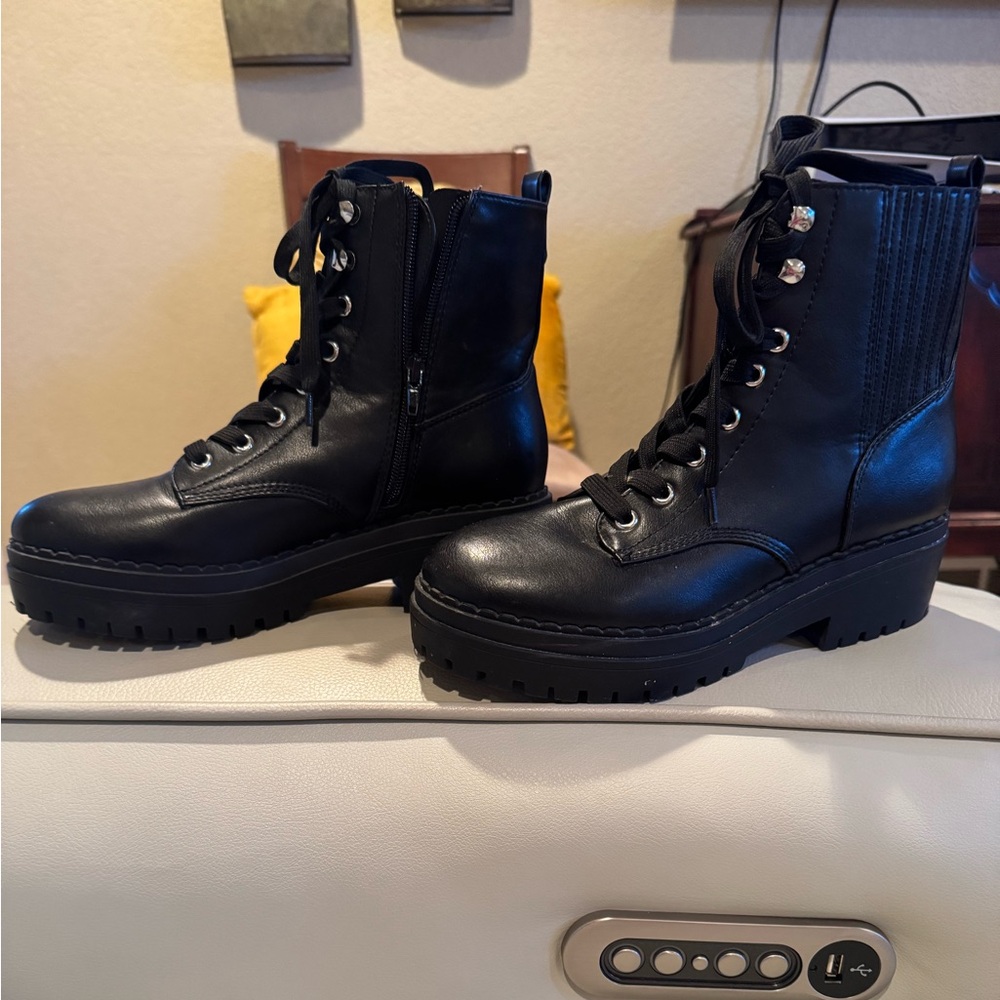 Women's Black Lace-Up Boots